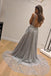 Newest A-line V-neck Sparkly Backless Sexy Long Prom Dresses, PD0565