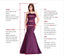A-line Dark Red Chiffon V-neck Long Bridesmaid Dresses, Lace Bridesmaid Dress, BN1025