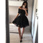 Black Off the Shoulder Short Sleeves Simple Short Homecoming Dresses, BH116
