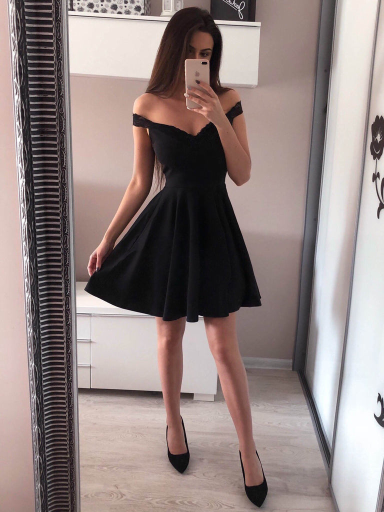 A-line Off-shoulder Red Sleeveless Simple Short Homecoming Dresses, HD MarryLover A-line Off-shoulder Red Sleeveless Simple Short Homecoming Dresses, HD MarryLover