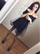 Black Off the Shoulder Short Sleeves Simple Short Homecoming Dresses, BH116 - Bubble Gown