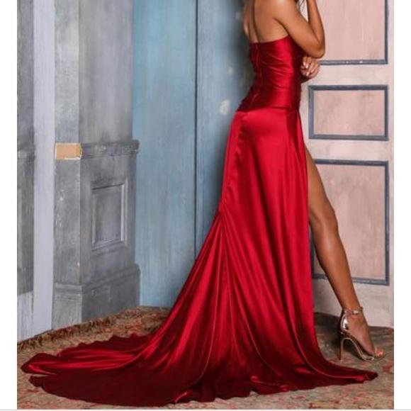 Sheath Straps One-shoulder Long Red Prom Dresses With Split, PD0581 MarryLover Sheath Straps One-shoulder Long Red Prom Dresses With Split, PD0581 MarryLover