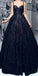 Black Spaghetti Strap Formal Sweetheart Long Prom Dresses, WP016