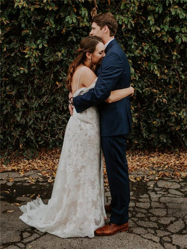 Sheath Off-shoulder Backless Long Lace Wedding dresses With Train, WD0 MarryLover Sheath Off-shoulder Backless Long Lace Wedding dresses With Train, WD0 MarryLover
