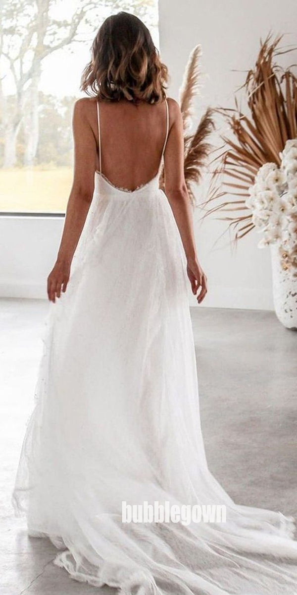 Elegant Spaghetti Strap Open-back Dream Wedding Dresses, BGH062 MarryLover Elegant Spaghetti Strap Open-back Dream Wedding Dresses, BGH062 MarryLover