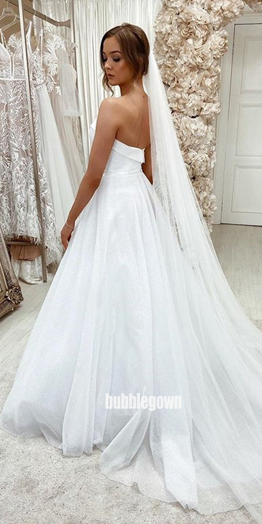 Elegant White Sweetheart Long Dreaming Wedding Dresses, BGH082