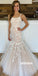 Elegant White Applique Mermaid Long Wedding Dresses, BGH091